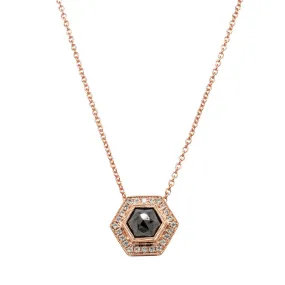 18ct Rose Gold .95ct Black Diamond Halo Pendant