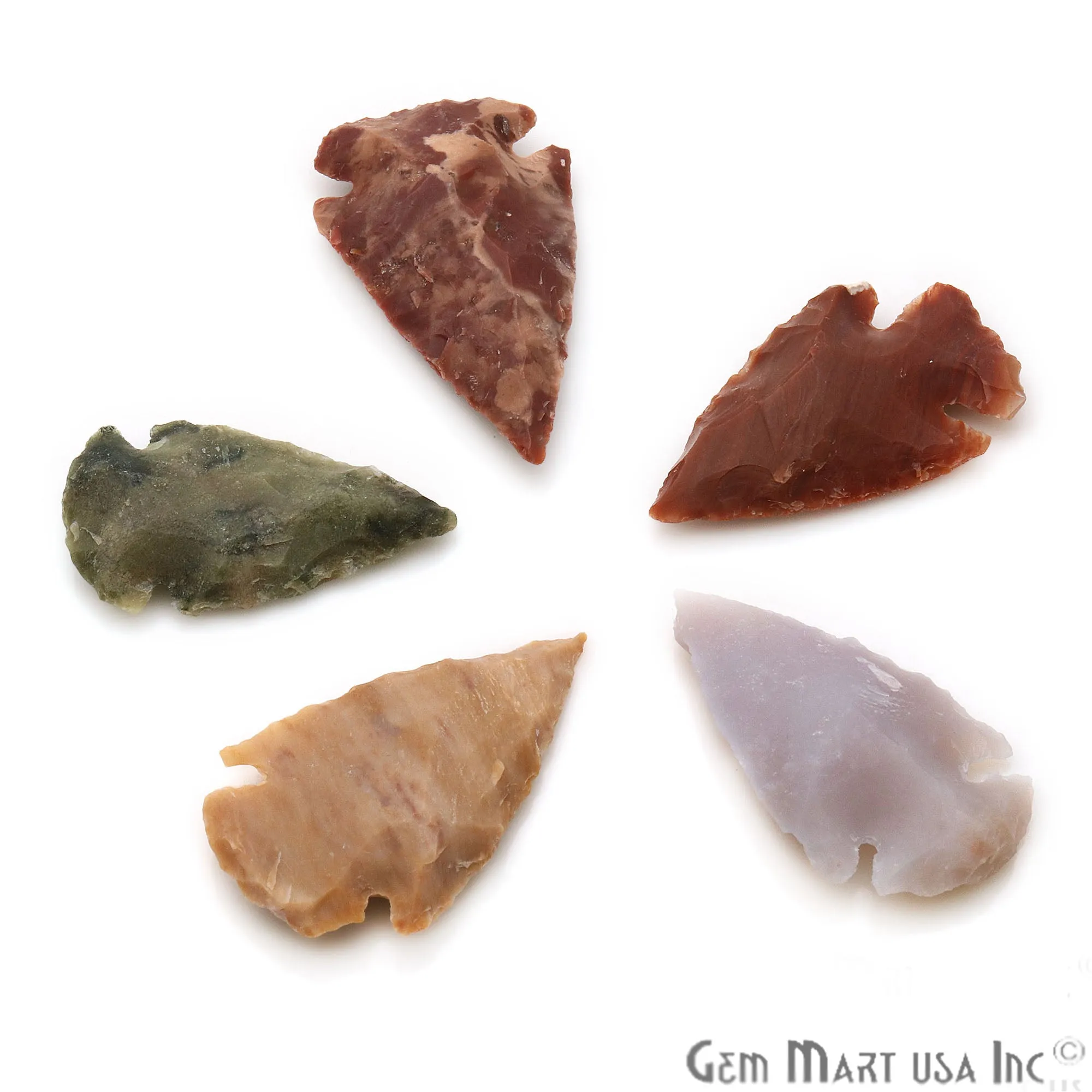 5pc Lot Arrowhead Cut Gemstones, 40x22mm Handcrafted Stone, Loose Gemstone, DIY Pendant, DIY Jewelry