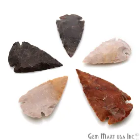 5pc Lot Arrowhead Cut Gemstones, 40x25mm Handcrafted Stone, Loose Gemstone, DIY Pendant, DIY Jewelry