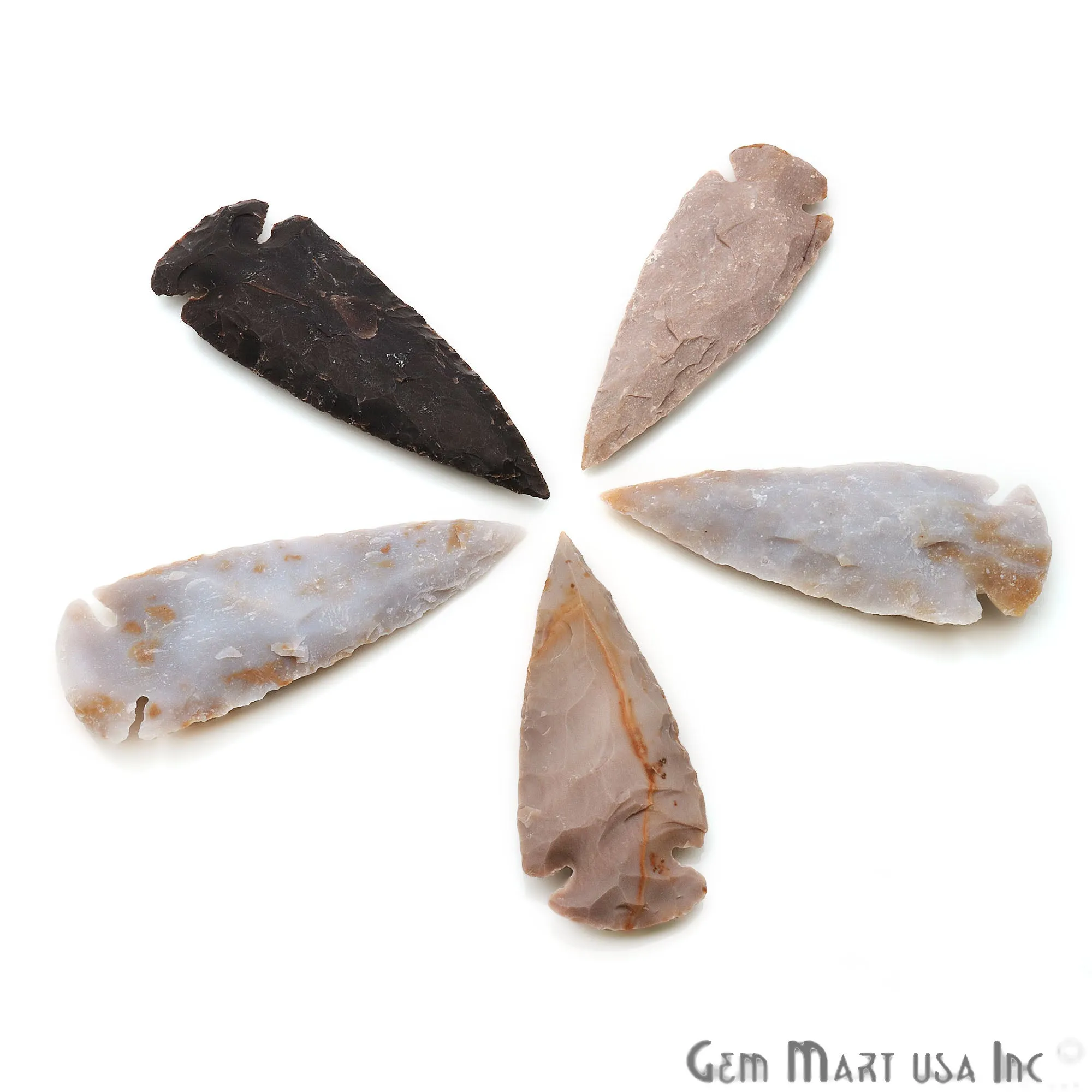 5pc Lot Arrowhead Cut Gemstones, 86x31mm Handcrafted Stone, Loose Gemstone, DIY Pendant, DIY Jewelry