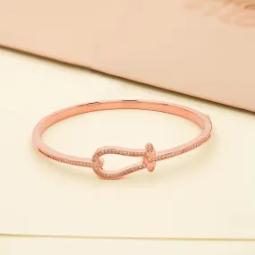 92.5 Sterling Silver Horse Shoe Flex Bracelet With Rose Gold Polish