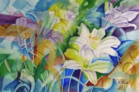 Abstract Lilies Watercolor