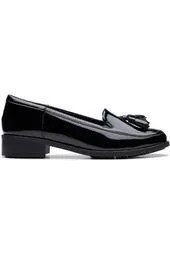 Clark Havisham Edge black patent wide fit