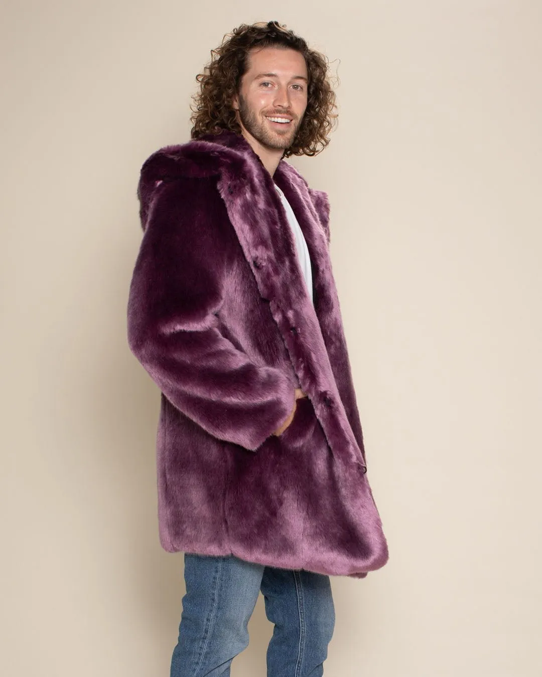 Classic Men's Faux Fur Coat | Lavender Wolf