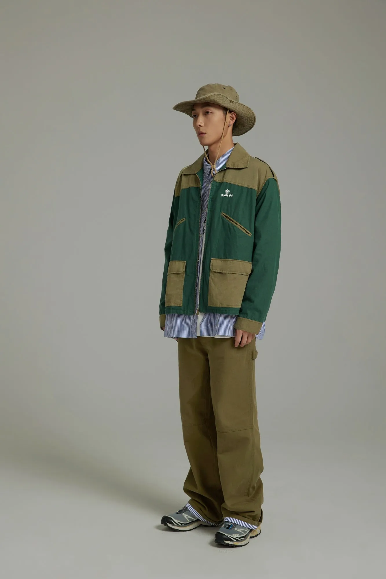 Color Block Zip-Up Field Jacket