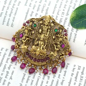 Divine God Lakshmi  Venkateshwara  Nagas Pendant 92.5 Sterling Silver With Gold Polish