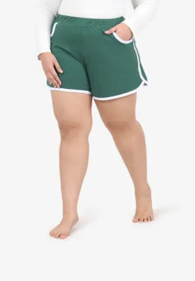 Fonda Plus Size Retro Shorts - Green