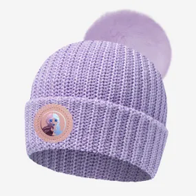 Frozen 2 Anna Light Purple and White Speckled Pom Beanie