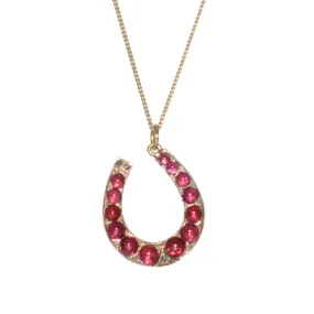 Garnet & Diamond Horse Shoe Necklace