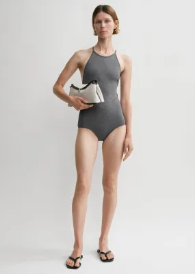 High neck swimsuit grey melange