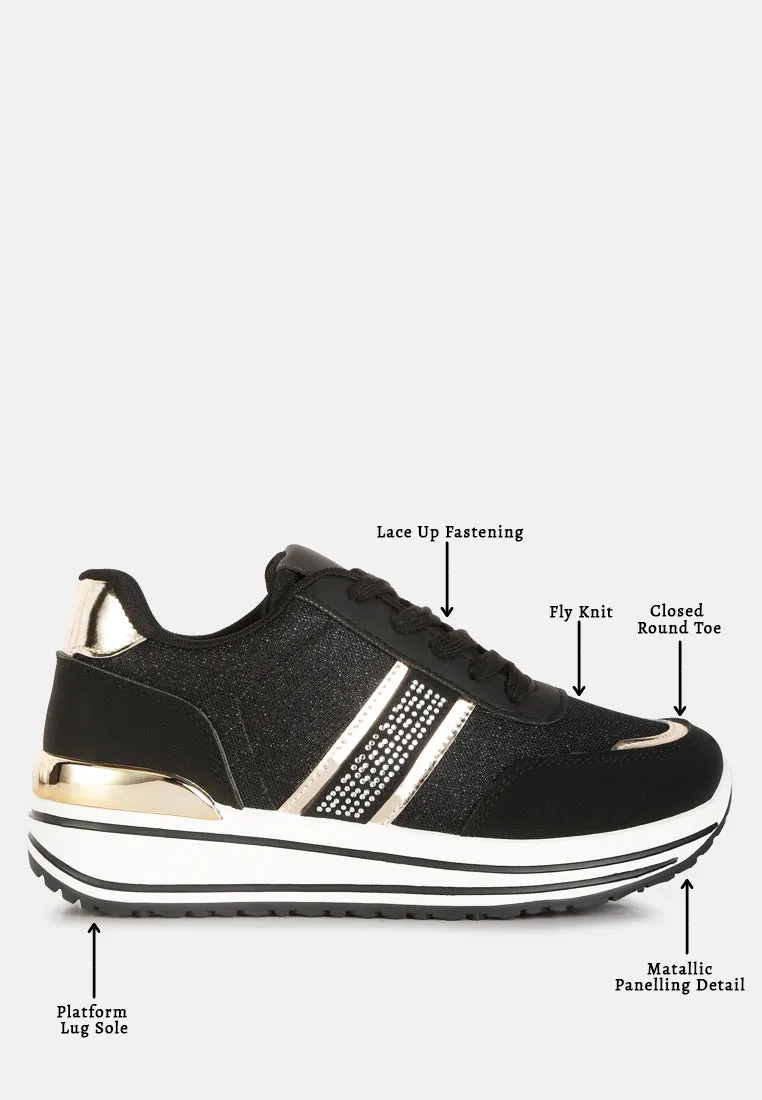 Mailys Metallic Panel Platform Sneakers