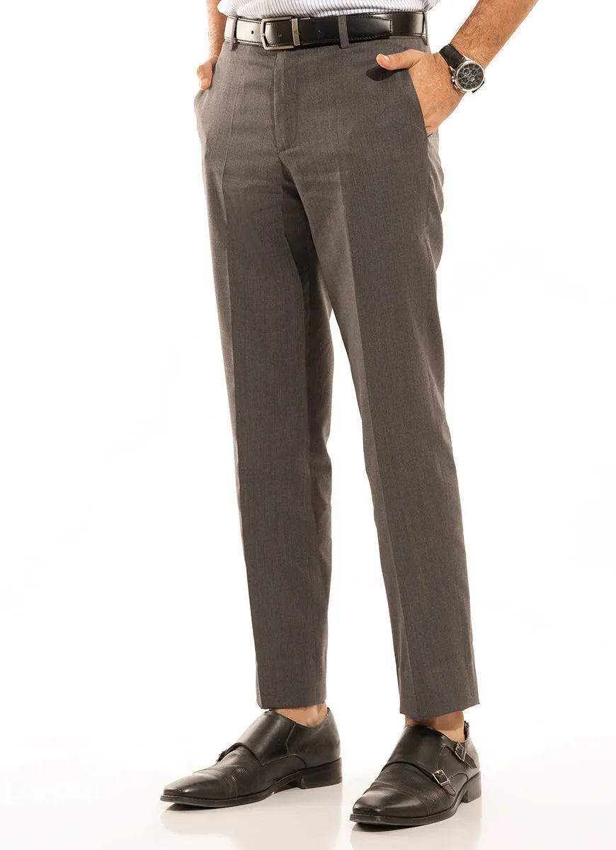 Plain Light Grey Pure Wool Formal Trouser