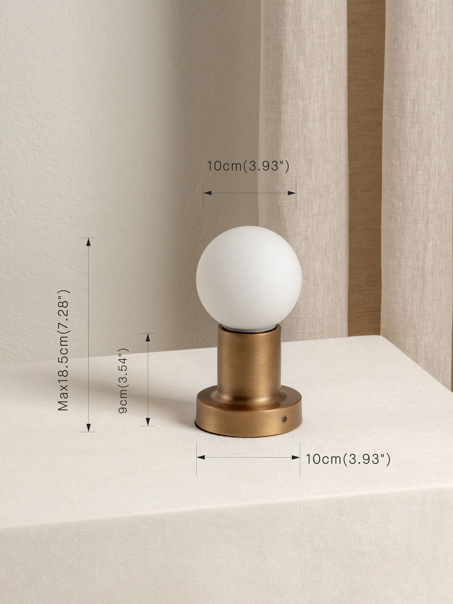 Porta - aged brass and opal rechargeable table lamp