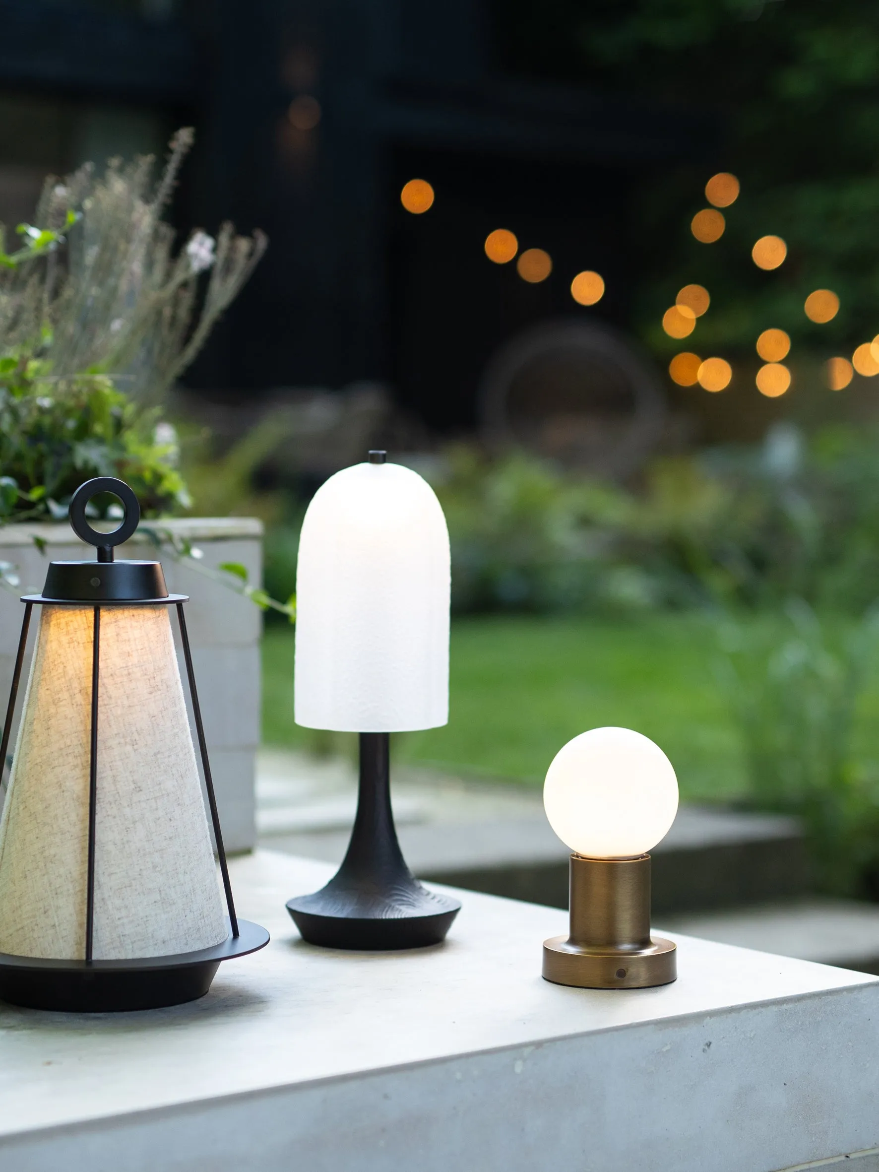 Porta - aged brass and opal rechargeable table lamp