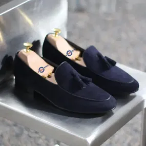 Tassel Loafers Navy Blue  Suede Loafers