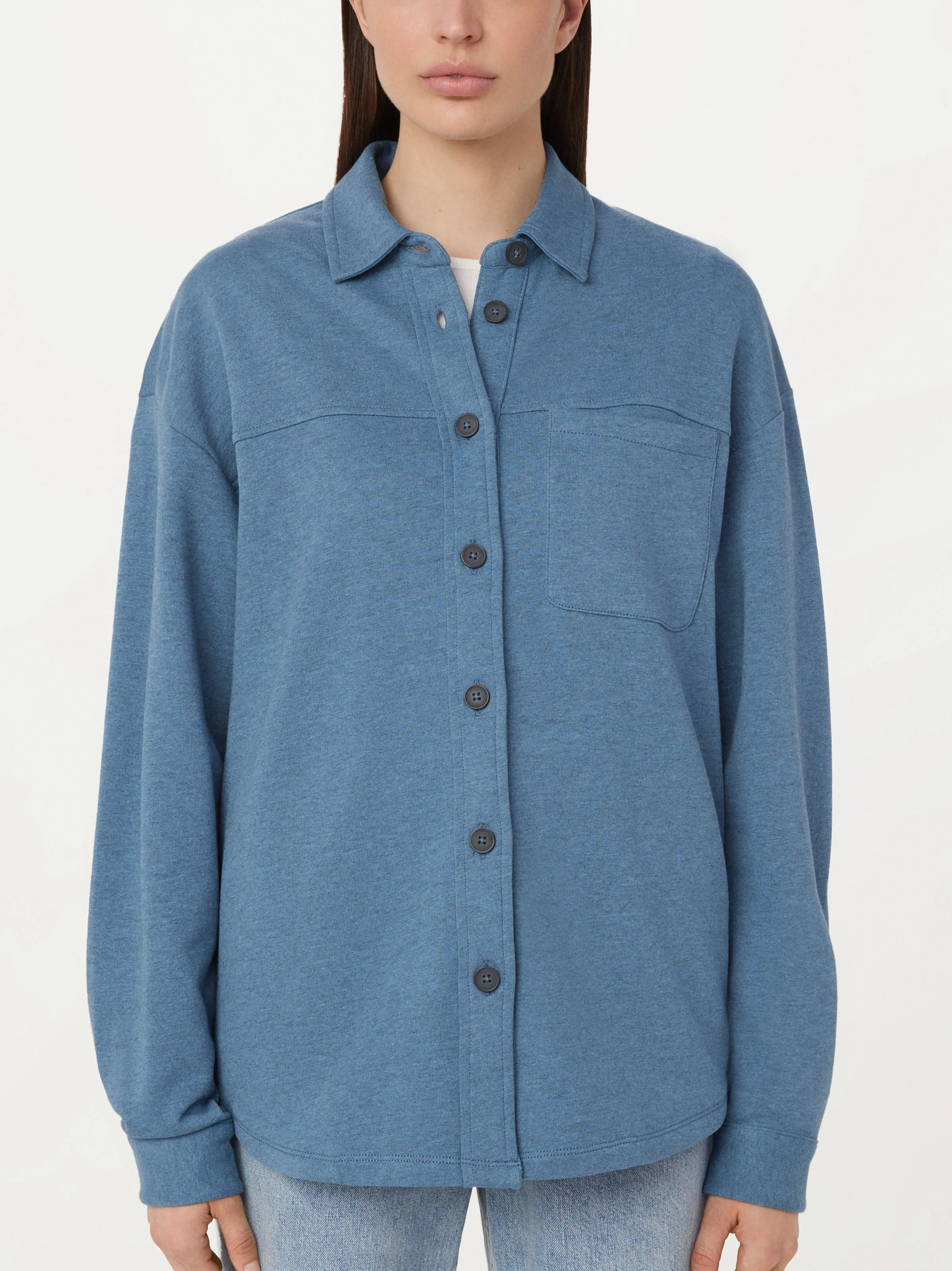 The French Terry Overshirt in Coronet Blue