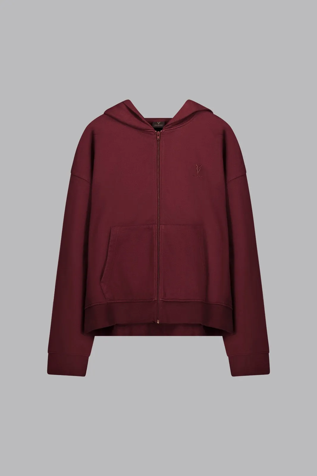 V_LYFE420 BOXY ZIP HOODIE - Burgundy